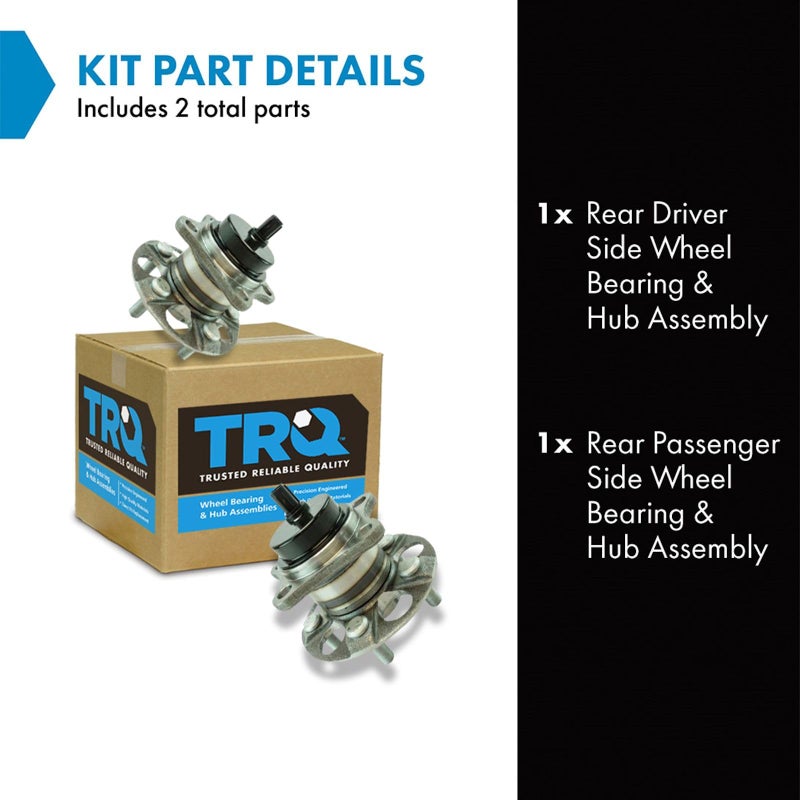 TRQ Rear Left and Right Wheel Bearing and Hub Assembly Set 2 Piece Compatible with 2010-2015 Toyota Prius 2012-2015 Prius Plug-in - Image 2